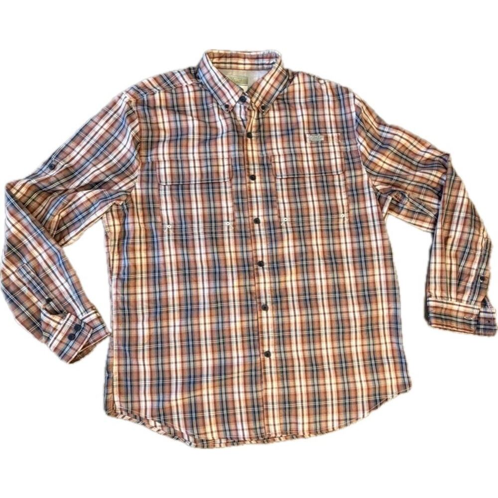 Ocean Coast Advantage Mens Size L Multicolor Plaid Shirt Long Sleeve Button Up
